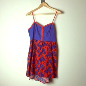 Summer red and blue flower dress